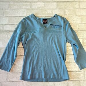 Harley-Davidson Light Blue Women's Three-Quarter Sleeve Top